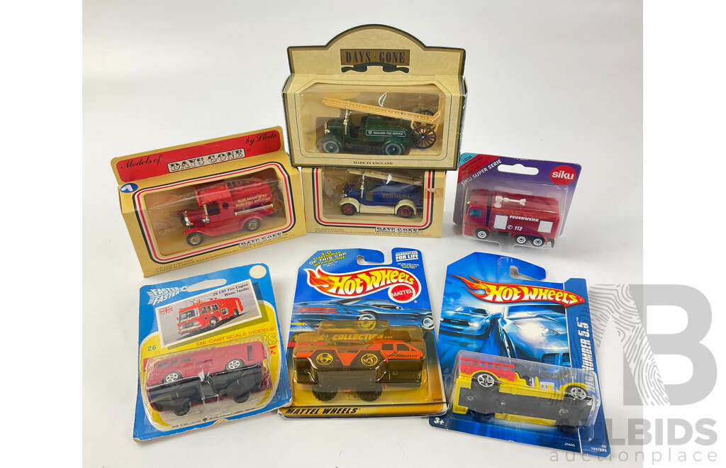 Collection of Corgi, Hot Wheels, Days Gone and Siku Fire Fighting Vehicles