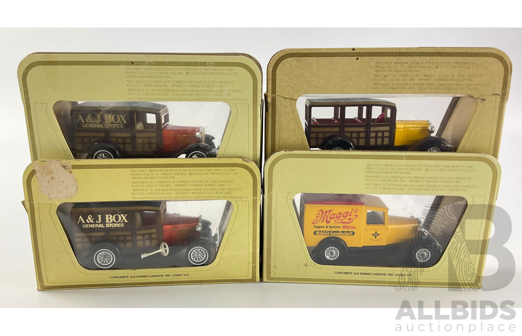 Four Matchbox Models of Yesteryear Models Including 1930 Ford  A, 1927 Ford a