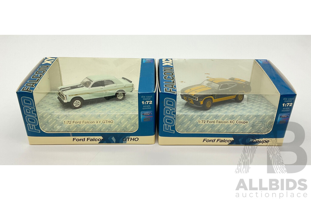 Two Caldecott Miniature Models, Ford Falcon XY GTHO and Falcon XC Coupe - 1:72 Scale