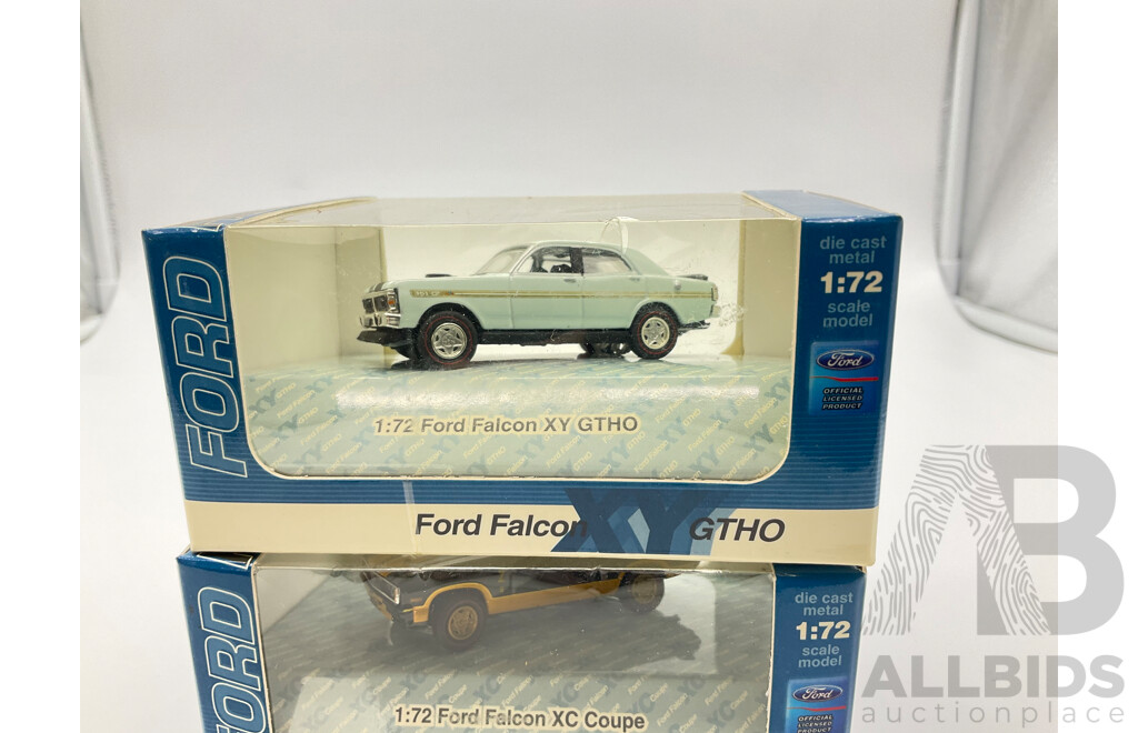 Two Caldecott Miniature Models, Ford Falcon XY GTHO and Falcon XC Coupe - 1:72 Scale