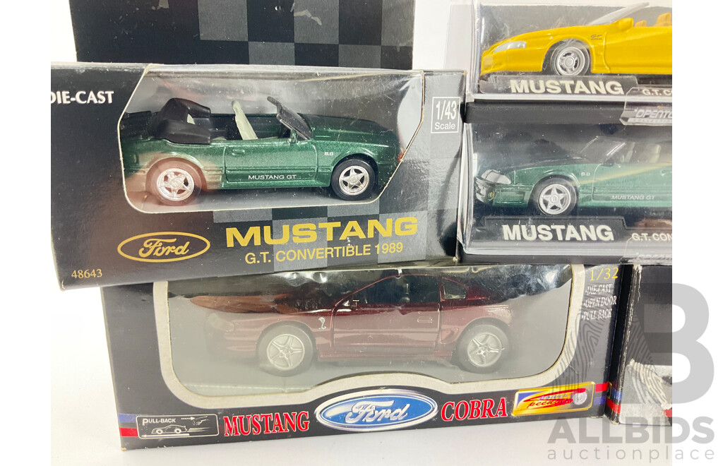 Collection of Diecast Mustangs Including 1994 GT Convertible, Mach III and Cobra - 1:32 and 1:43 Scale