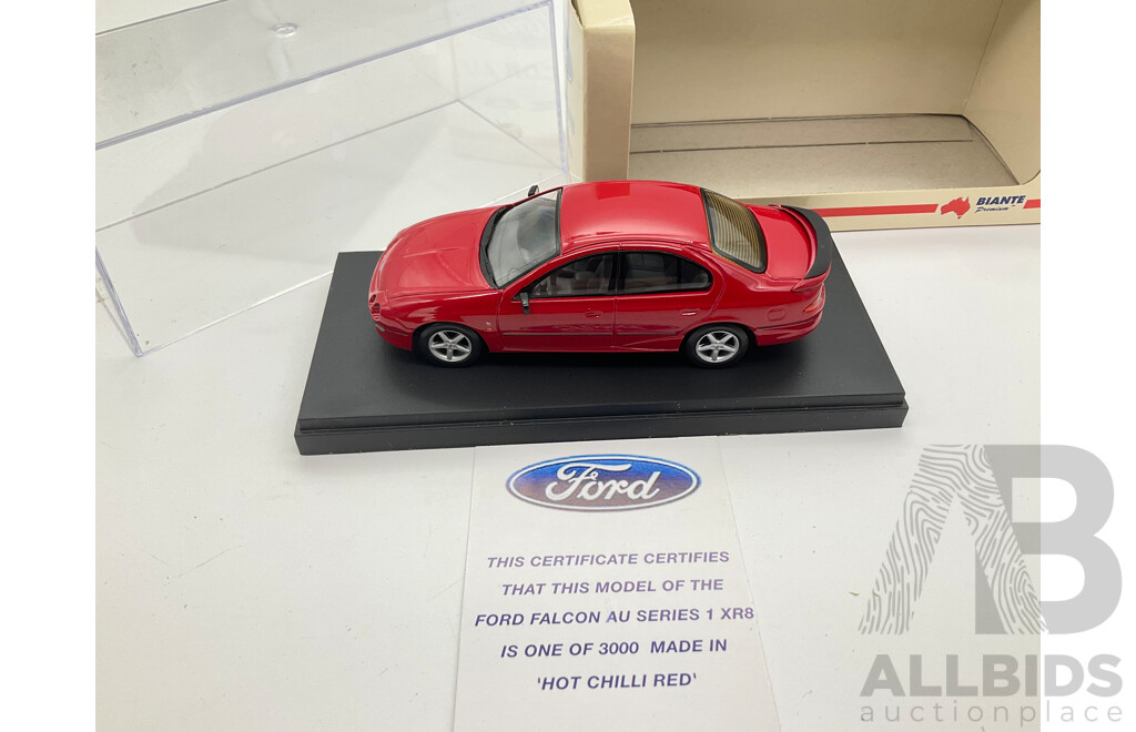 Biante Premium Diecast AU Falcon XR8, Hot Chilly Red with Certificate - 1:43 Scale