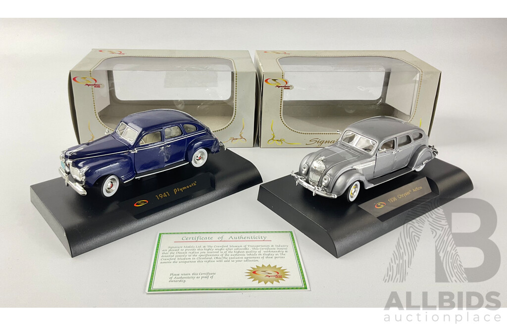 Signature Models Diecast 1936 Chrysler Airflow and 1941 Plymouth