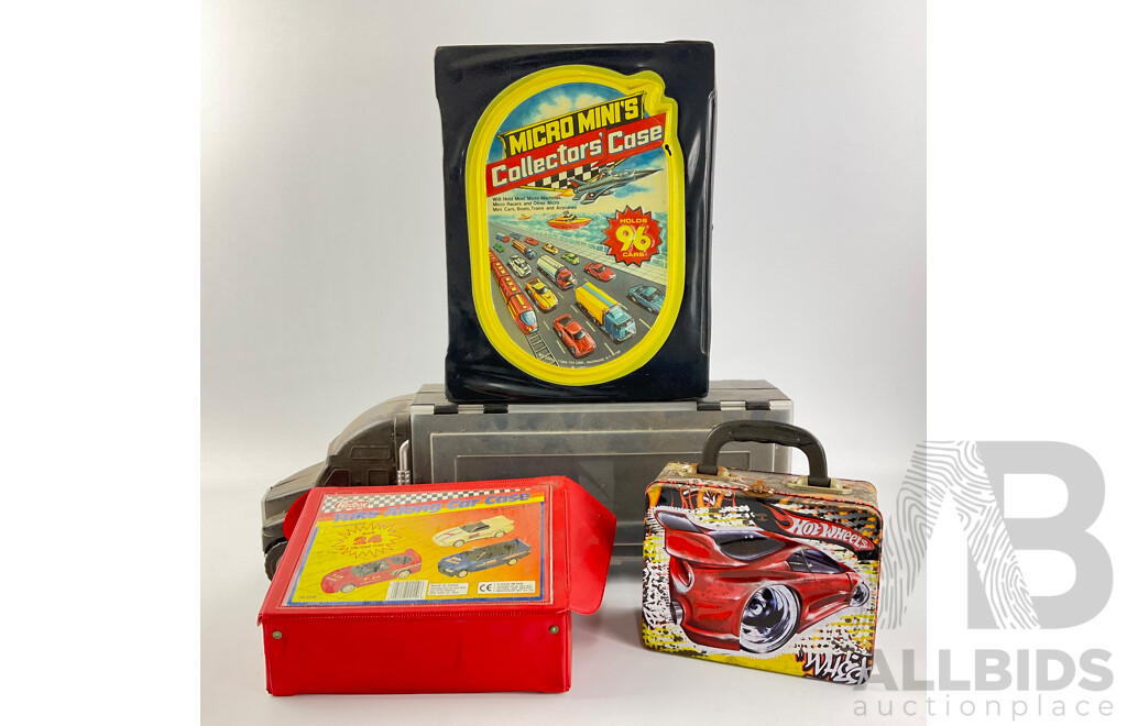 Collection of Diecast Car Containers Including Hot Wheels, Micro Mini's and Redbox