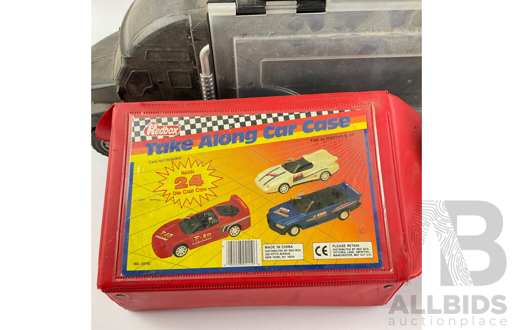 Collection of Diecast Car Containers Including Hot Wheels, Micro Mini's and Redbox