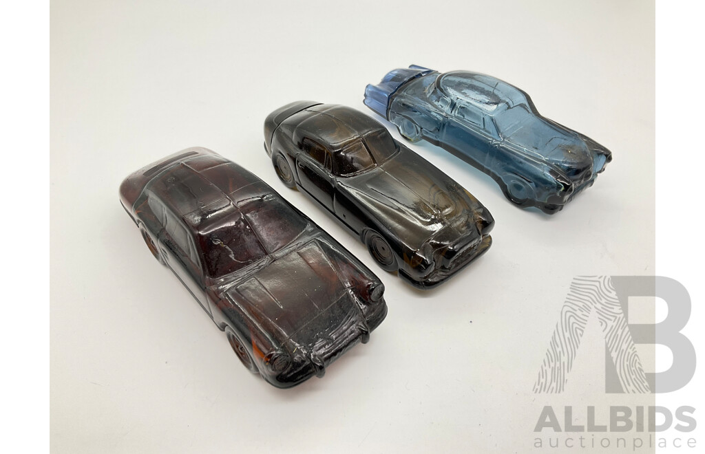 Three Vintage Avon Glass After Shave Cars Including Porsche, Ferrari and Studebaker