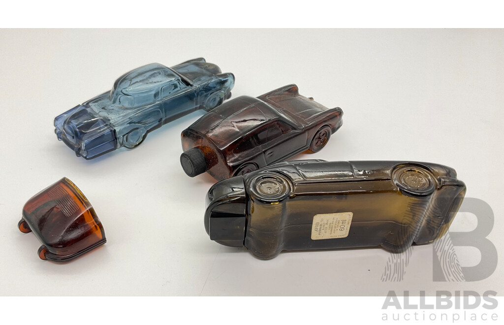 Three Vintage Avon Glass After Shave Cars Including Porsche, Ferrari and Studebaker