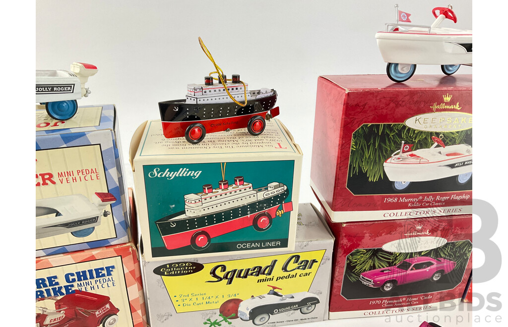 Collection of Diecast King K Pedal Cars and Hallmark Keepsakes