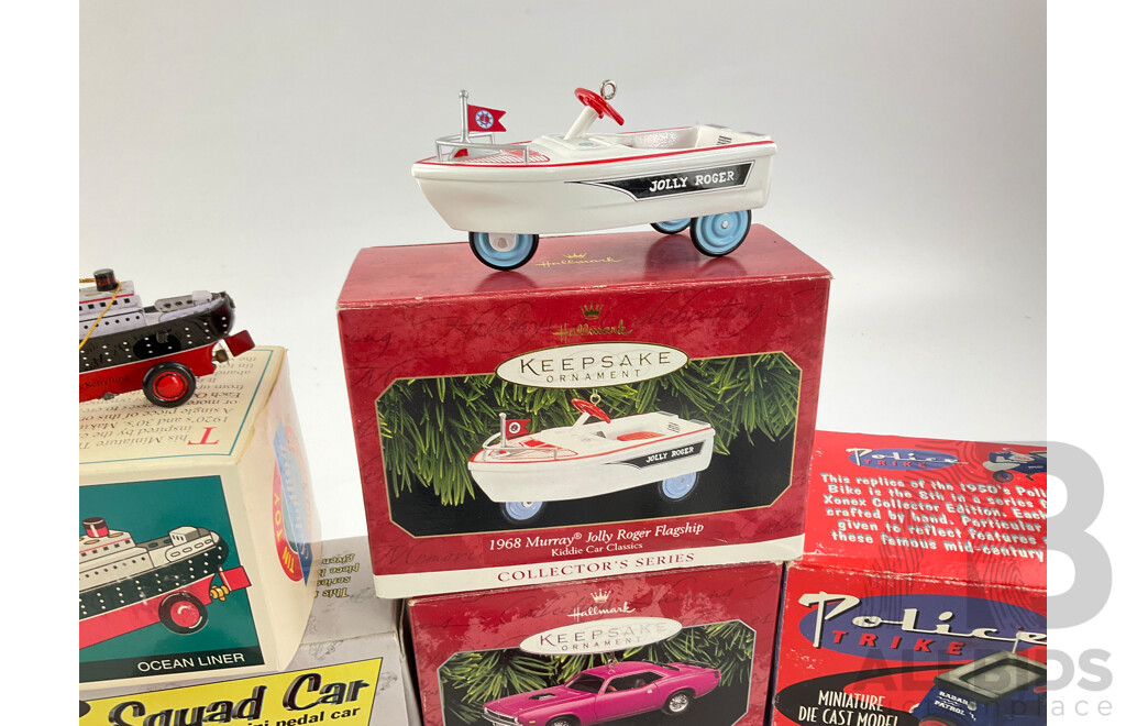 Collection of Diecast King K Pedal Cars and Hallmark Keepsakes