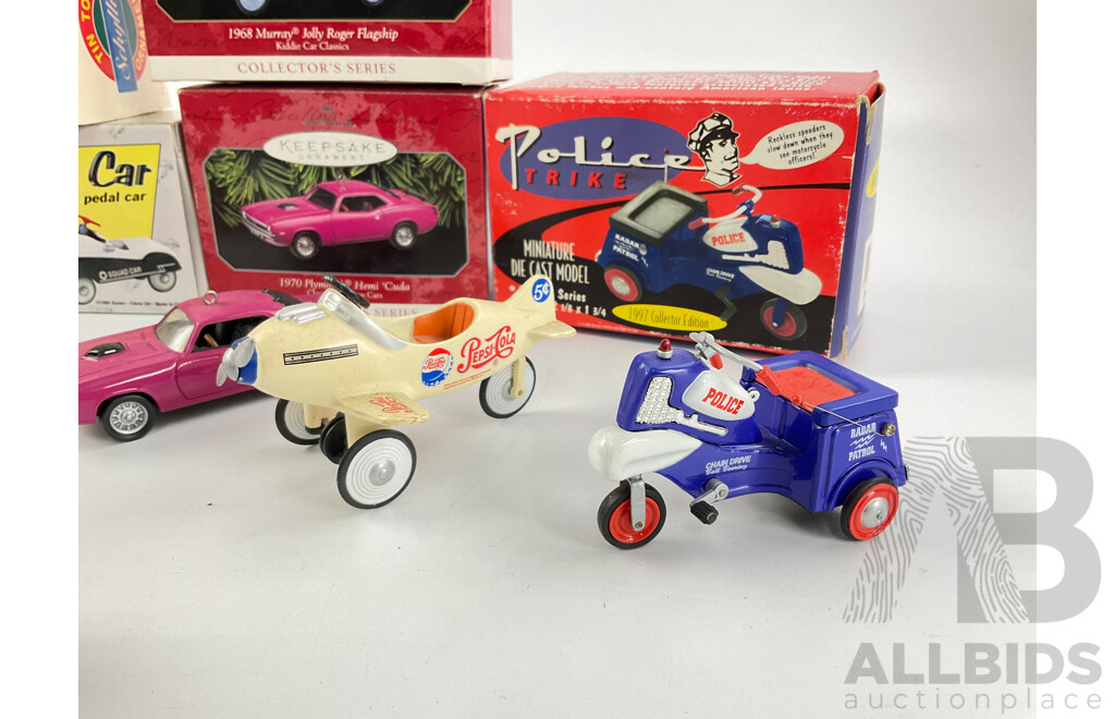 Collection of Diecast King K Pedal Cars and Hallmark Keepsakes