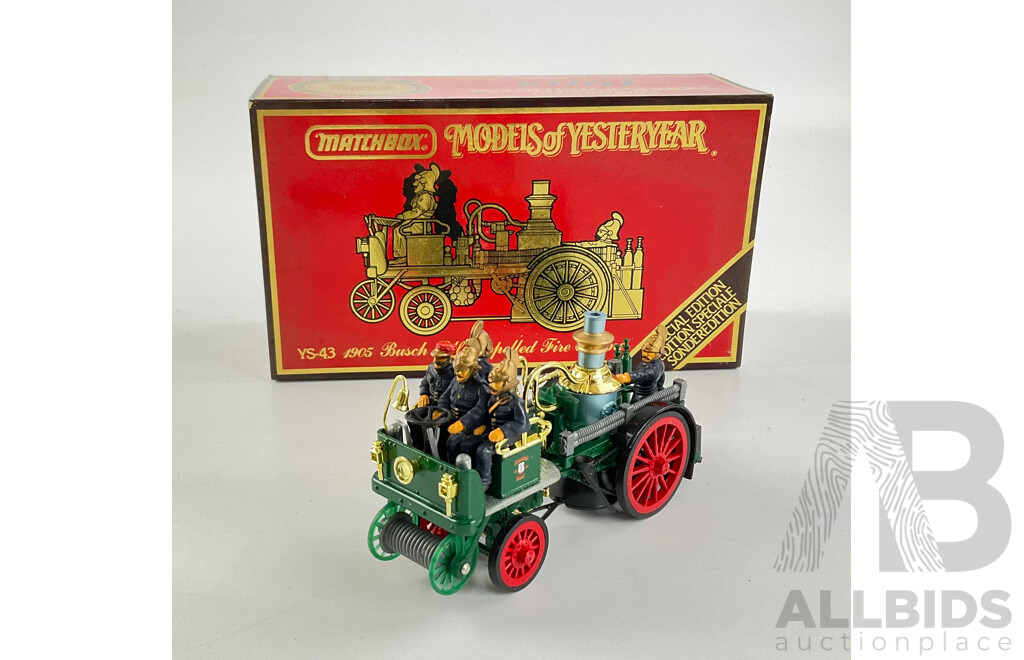 Vintage Matchbox Models of Yesteryear Diecast 1905 Busch Self Propelled Fire Engine YS43