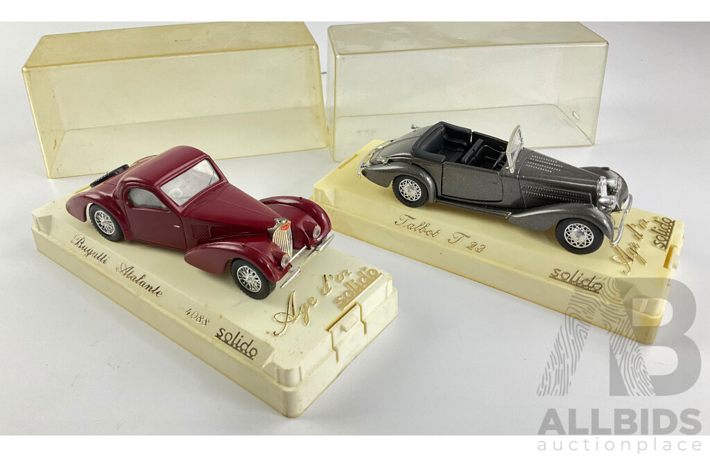 Vintage Diecast Solido Bugatti Atalante and Talbot T 23