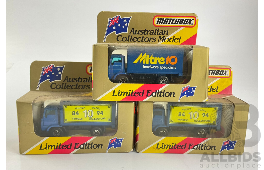 Matchbox Australian Collectors Model Trucks, Mitre 10 and Hunter Model Vehicle Collectors(2)