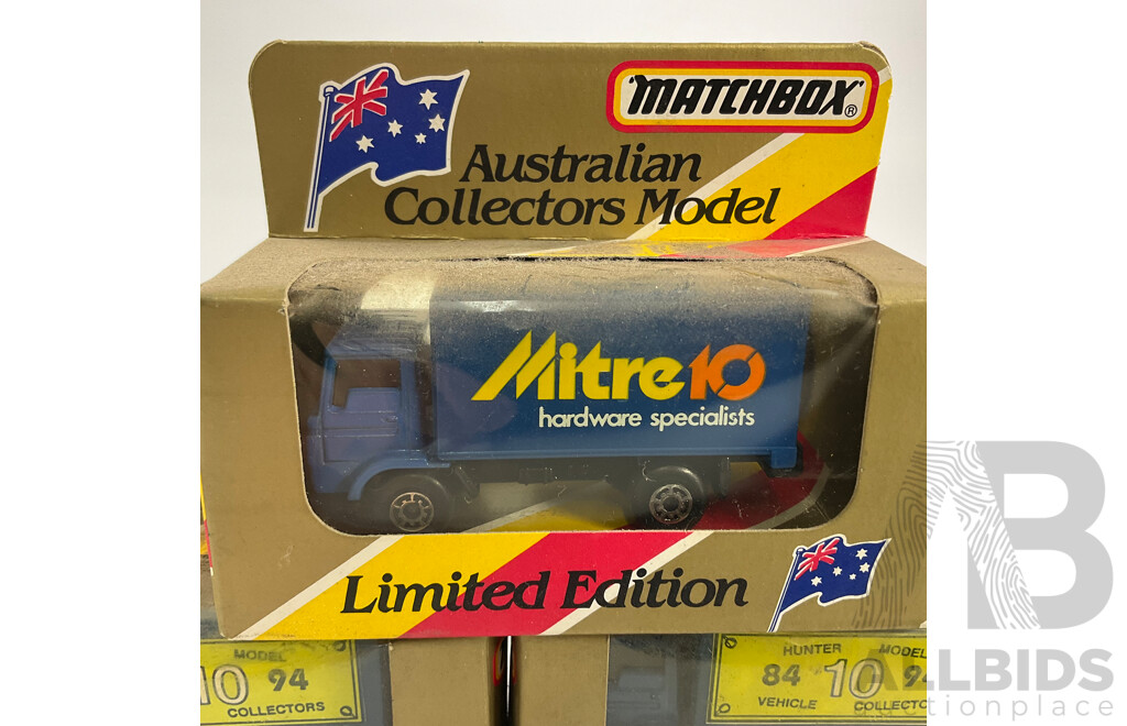 Matchbox Australian Collectors Model Trucks, Mitre 10 and Hunter Model Vehicle Collectors(2)