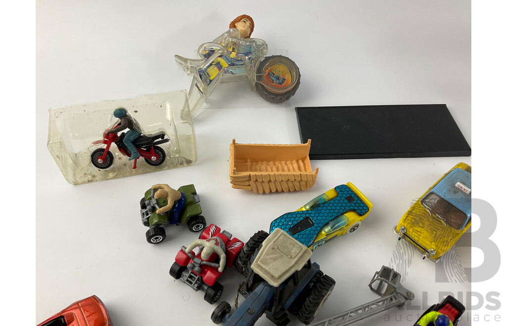 Collection of Diecast and Plastic Vehicles Including Matchbox, Burago, Maisto, Hotwheels and More