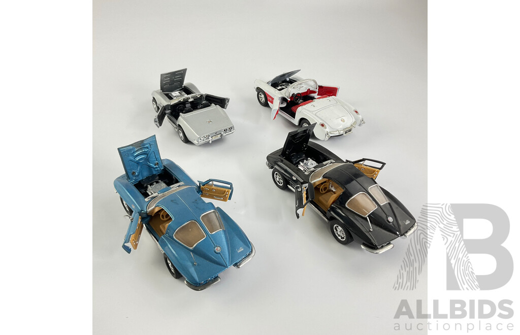 Collection of Diecast Corvettes Including 1957, 1963 Stingrays, 1969 - 1:32 Scale