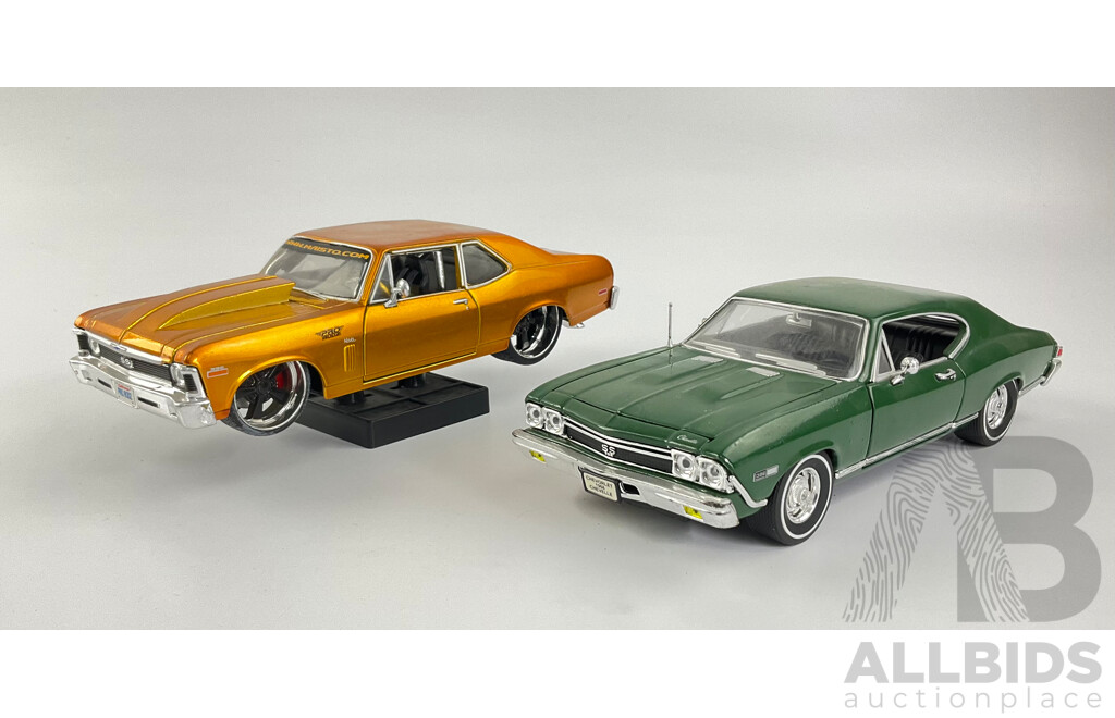 Maisto Diecast 1970 Chevrolet Nova SS and 1968 Chevelle SS 396 - 1:24 Scale