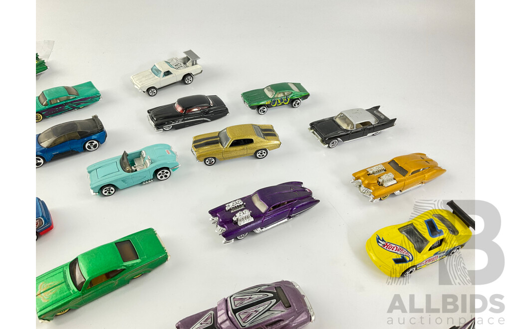 Collection of Diecast Hot Wheels Custom and Sports Cars