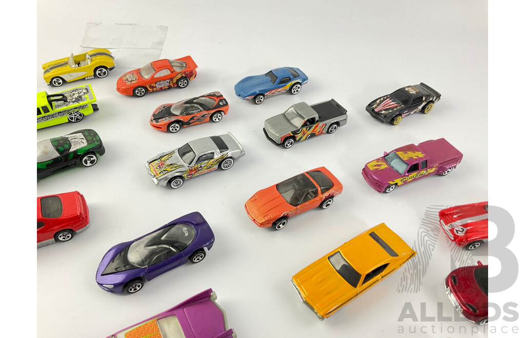 Collection of Diecast Hot Wheels Sports Cars and Utilities