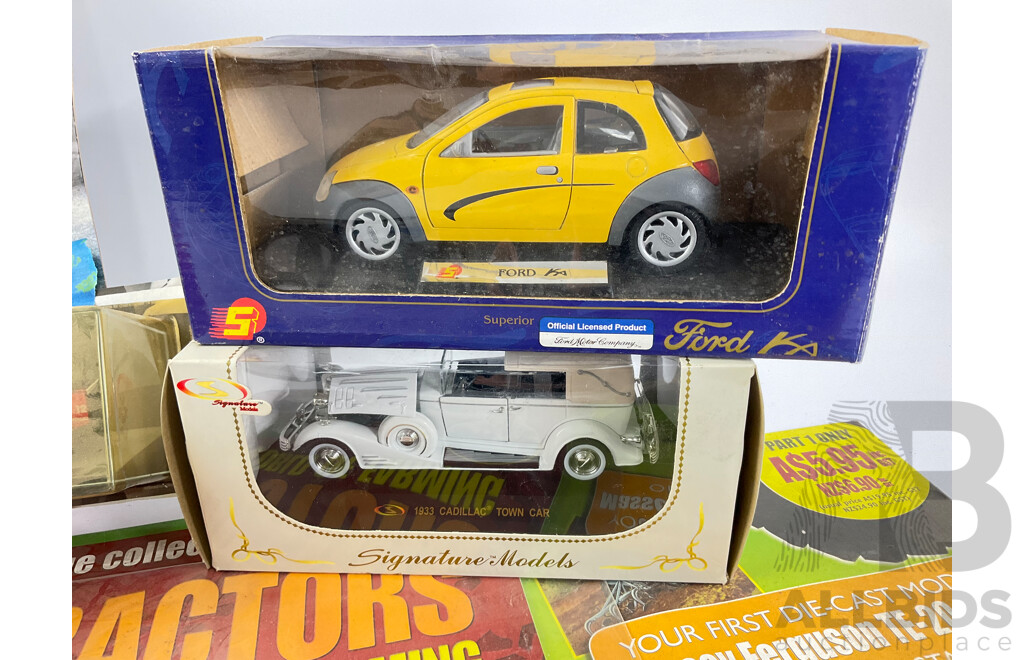 Collection of Boxed Diecast Vehicles Including Formular One, Tractors and Coke Cola, Signature Models