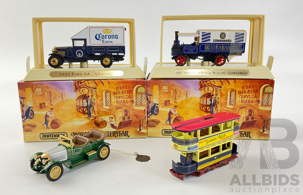 Vintage Matchbox Models of Yesteryear Including 1932 Ford 'AA' 1917 Yorkshire Wagon Preston Tramcar and 1914 Prince Vauxhall