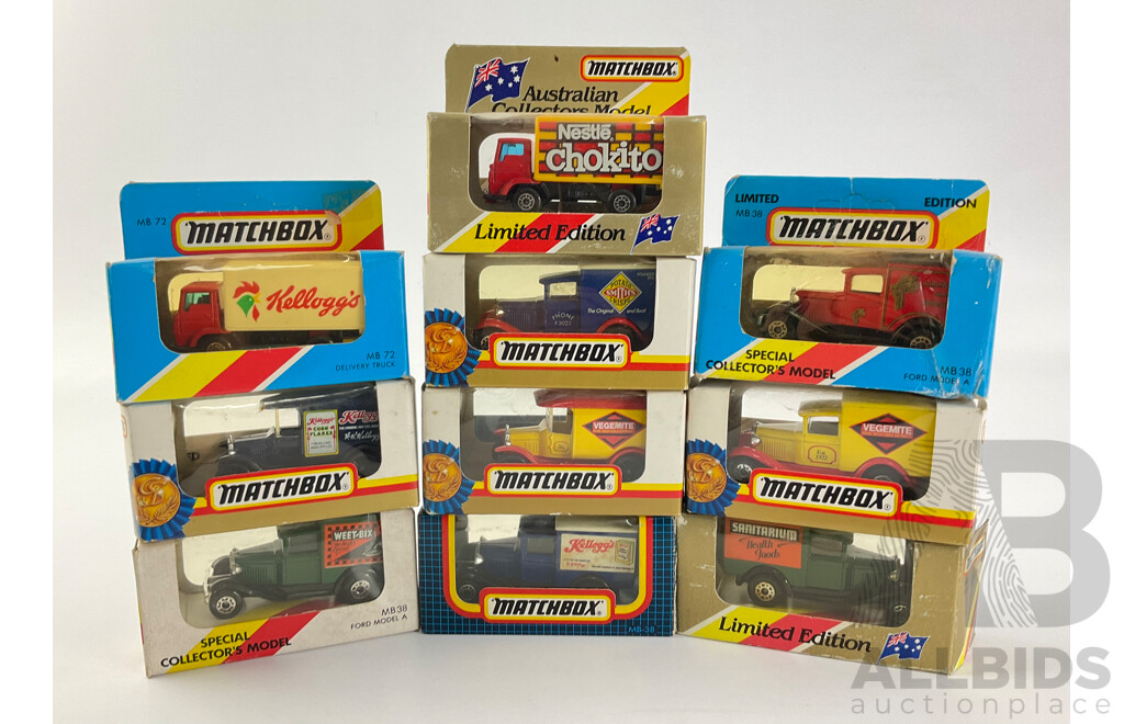 Collection of Vintage Matchbox Company Vehicles Including Australian Collectors Models and Gold Series