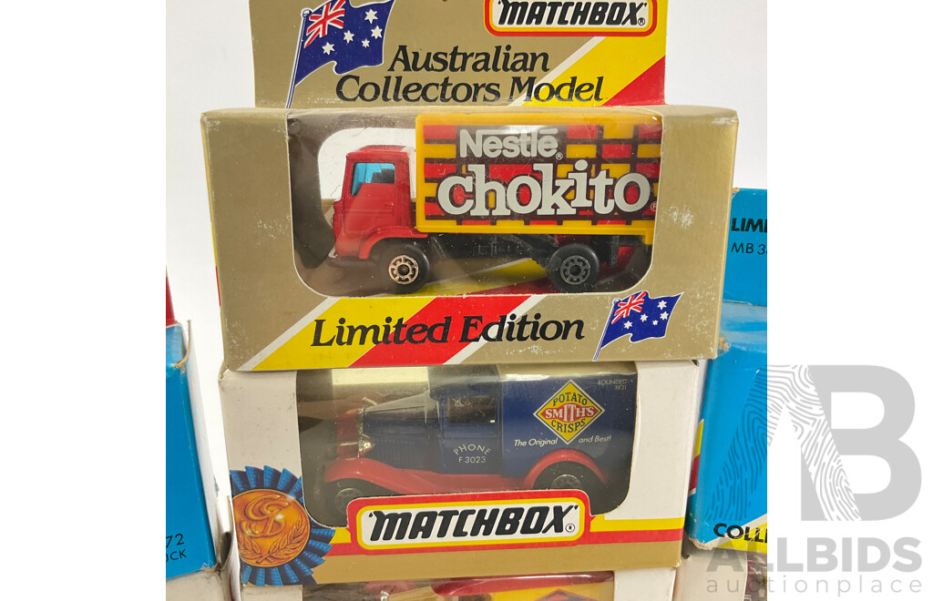 Collection of Vintage Matchbox Company Vehicles Including Australian Collectors Models and Gold Series