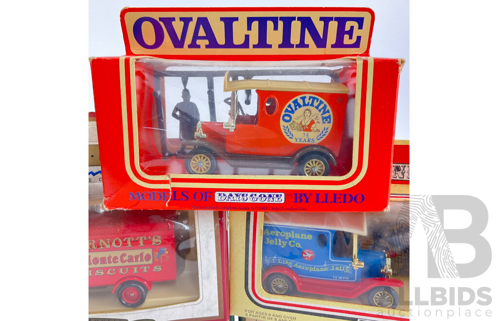 Collection of Vintage Days Gone Company Vehicles Including 1934 Chev Van, 1937 Scammel Six Wheeler, 1926 Dennis Delivery Van and More