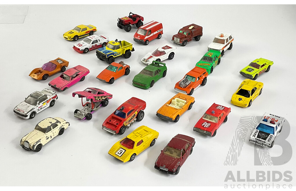 Collection Vintage Diecast Matchbox Vehicles Including Dodge Dragster, Fangdango, Vantastic and More