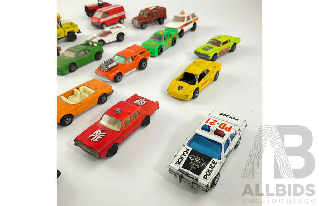 Collection Vintage Diecast Matchbox Vehicles Including Dodge Dragster, Fangdango, Vantastic and More