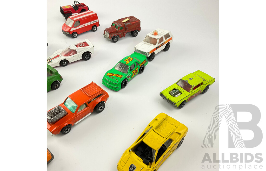 Collection Vintage Diecast Matchbox Vehicles Including Dodge Dragster, Fangdango, Vantastic and More