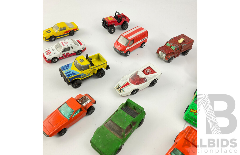 Collection Vintage Diecast Matchbox Vehicles Including Dodge Dragster, Fangdango, Vantastic and More