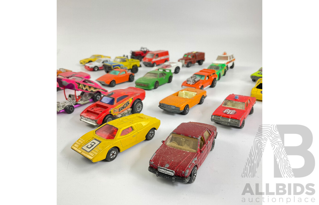 Collection Vintage Diecast Matchbox Vehicles Including Dodge Dragster, Fangdango, Vantastic and More