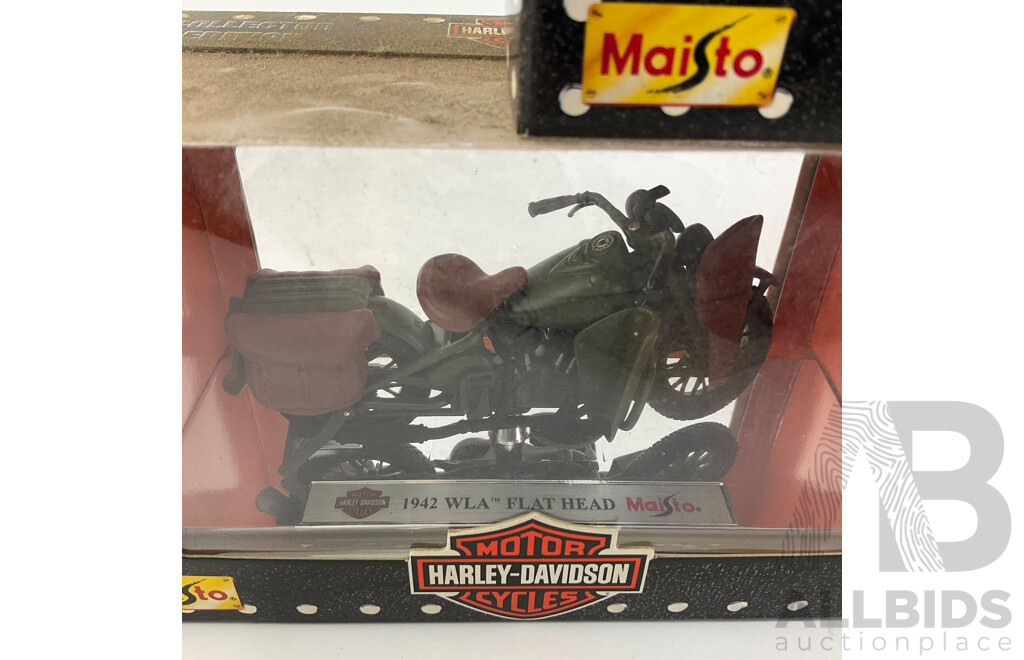 Maisto Diecast Harley Davidson Motorcycles Including 1936 EL Knucklehead, 1948 FL Panhead, 1942 WLA Flathead - 1:18 Scale