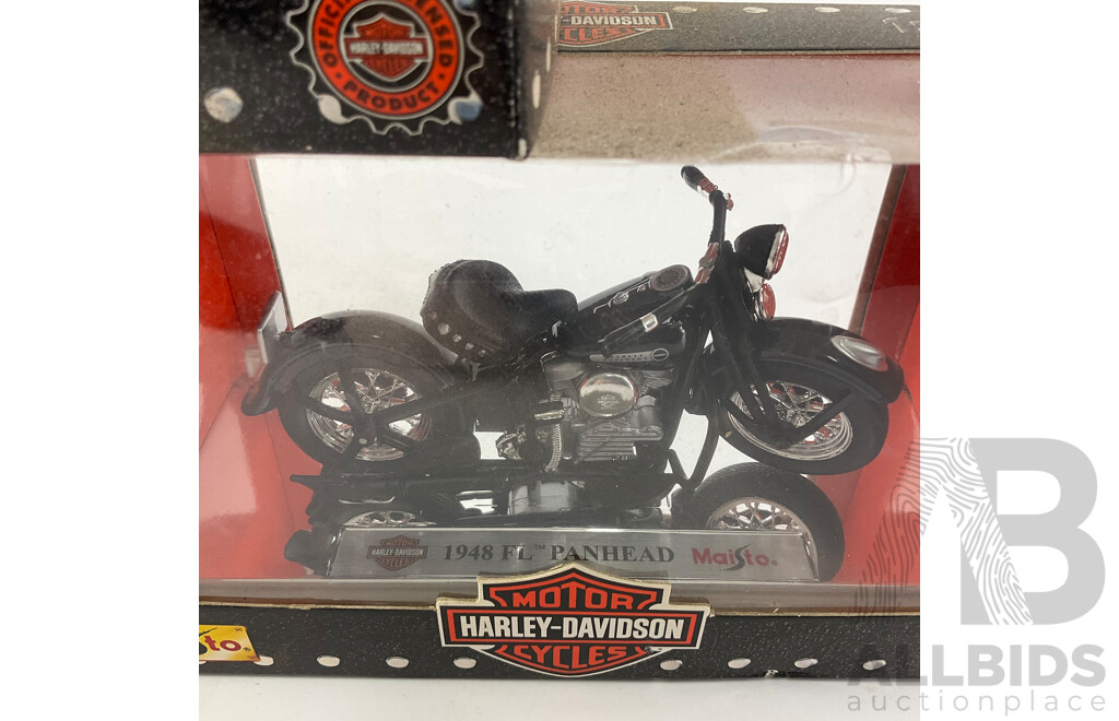 Maisto Diecast Harley Davidson Motorcycles Including 1936 EL Knucklehead, 1948 FL Panhead, 1942 WLA Flathead - 1:18 Scale