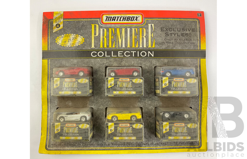 1997 Matchbox Premiere Collection Including Mustang Cobra, Camaro Z28 Dodge Viper and More