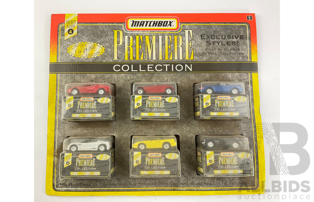 1997 Matchbox Premiere Collection Including Mustang Cobra, Camaro Z28 Dodge Viper and More