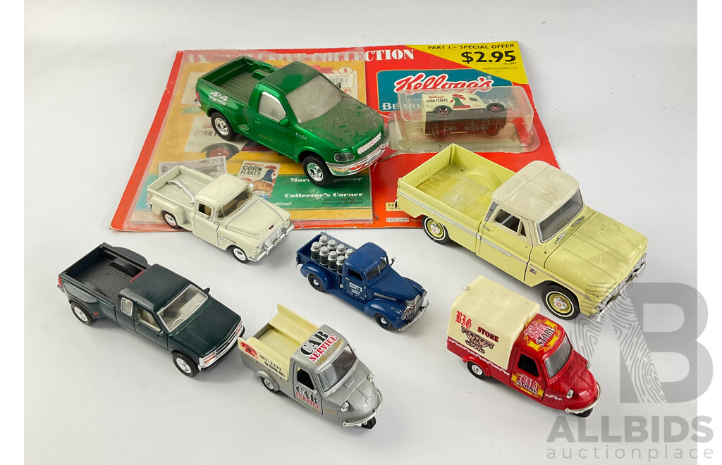 Collecction of Diecast and Plastic Pick Up Trucks and Delivery Vans Including Chevrolet, Ford and Bedford