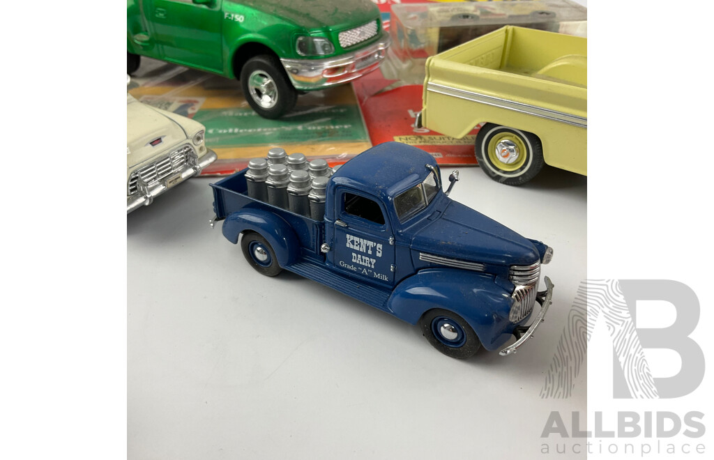 Collecction of Diecast and Plastic Pick Up Trucks and Delivery Vans Including Chevrolet, Ford and Bedford