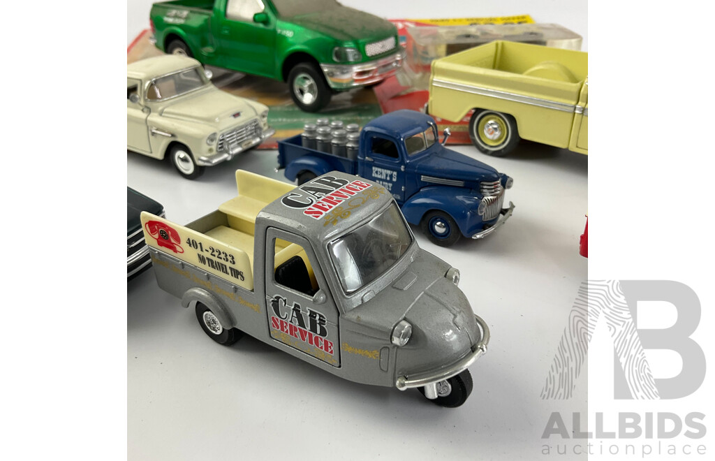 Collecction of Diecast and Plastic Pick Up Trucks and Delivery Vans Including Chevrolet, Ford and Bedford