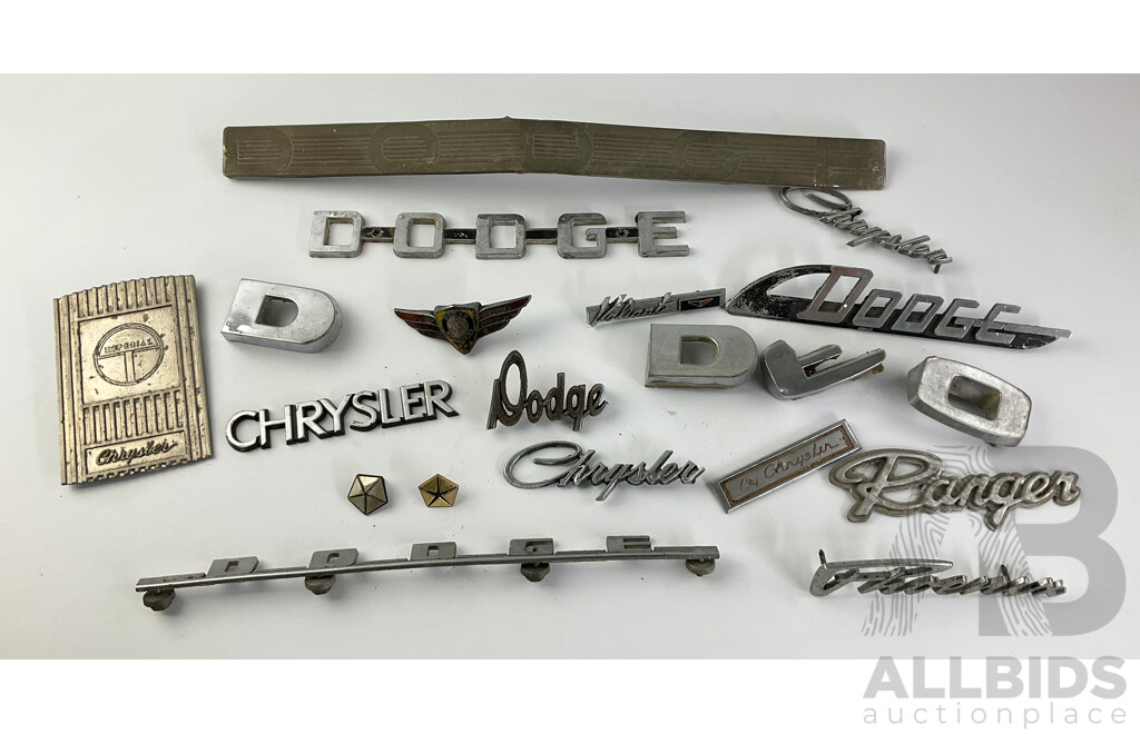 Collection of Vintage Dodge/Chrysler Badges Including Phoenix and Imperial