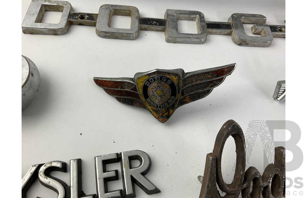 Collection of Vintage Dodge/Chrysler Badges Including Phoenix and Imperial