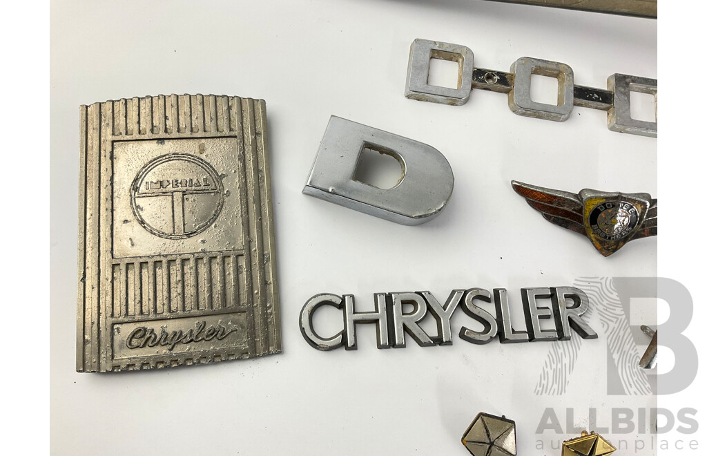 Collection of Vintage Dodge/Chrysler Badges Including Phoenix and Imperial