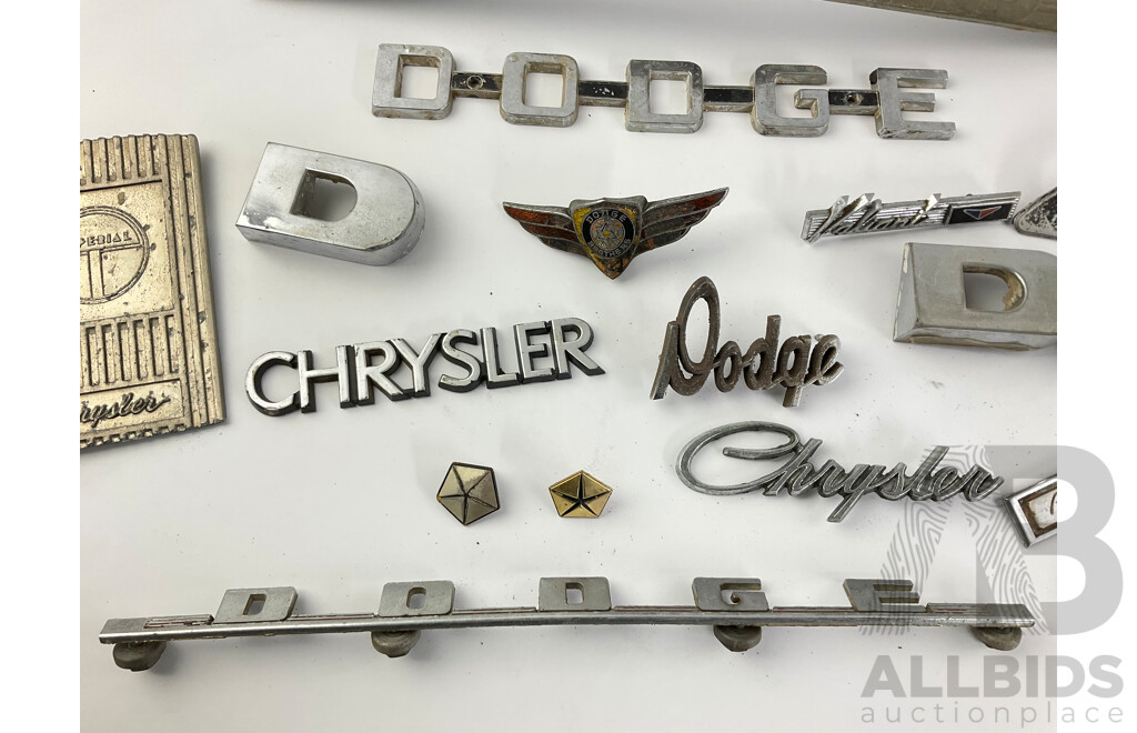 Collection of Vintage Dodge/Chrysler Badges Including Phoenix and Imperial