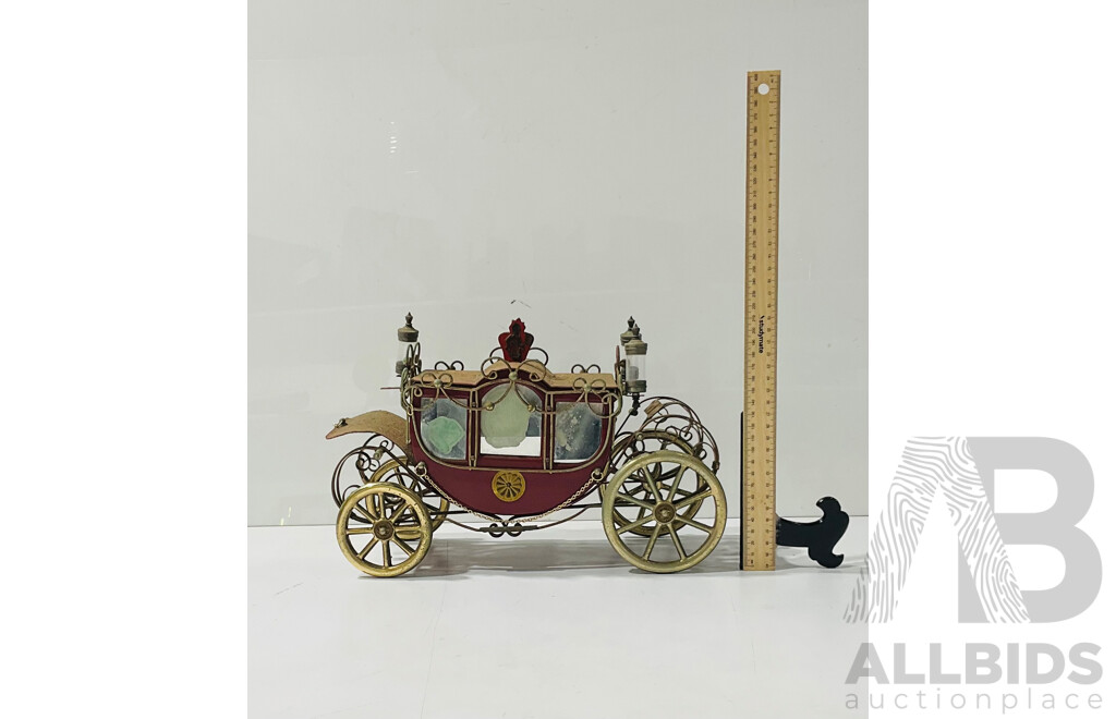 Vintage Miniature Carriage with Mirrored Windows and Storage Compartment