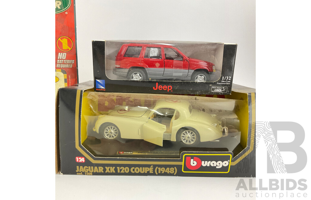 Collection of Boxed Diecast Vehicles Including Burago, Muscle Machines, Super Shots, Newray, Joy City