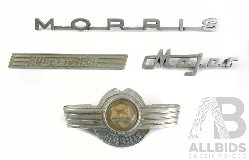 Vintage Morris Car Badges Including Morris Major and Ten