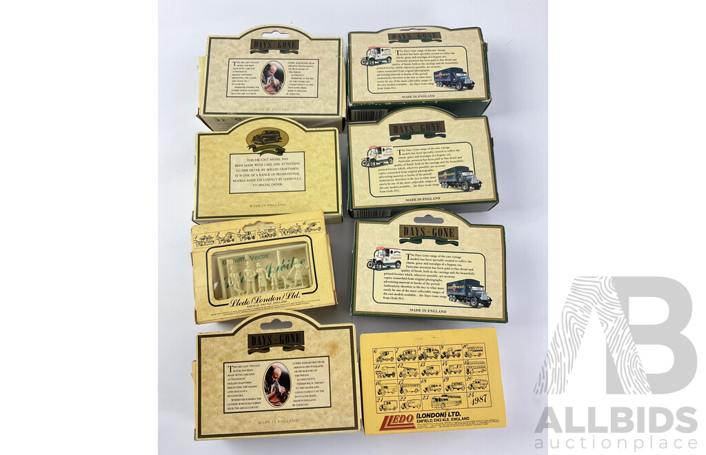 Eight Boxed Lledo Days Gone Cars Buses and Trucks Including 1920 Model T,  AEC Regent Double Decker, 1951 Mercedes O Type Bus, 1932 AEC Regal Single Deck Bus, Limited Edition Vectis Golden Jubilee