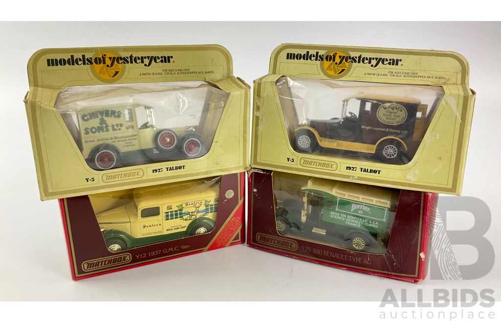 Four Boxed Models of Yesteryear Trucks Including Y-25 1910 Renault AG, Y-5 1927 Talbot, Y12 1937 GMC Van