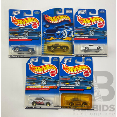 Five Boxed Hot Wheels Porsches, 959, 930 and Carrera